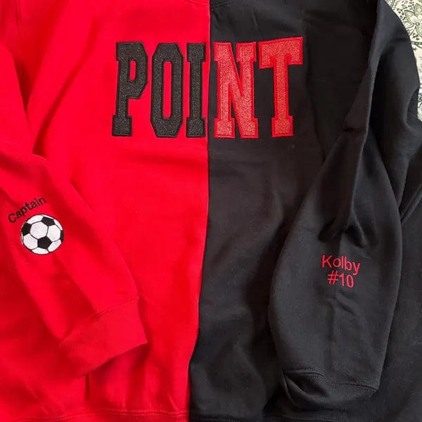 Customer photo review of Custom Glitter Embroidered Two Tone Sweatshirt | Gifts for Sports Mom