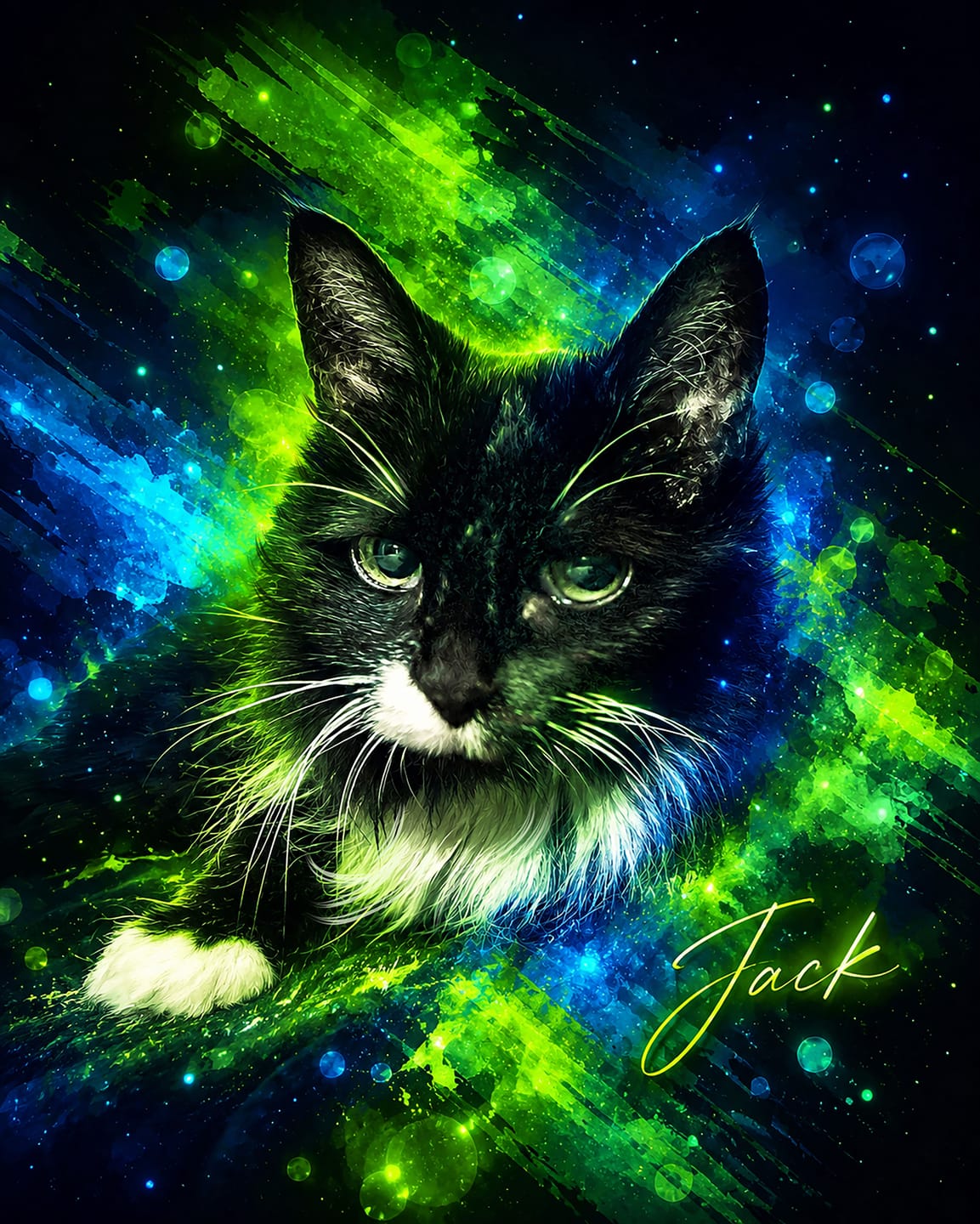 Customer photo review of Custom Pet Portrait Canvas - Aesthetic Neon