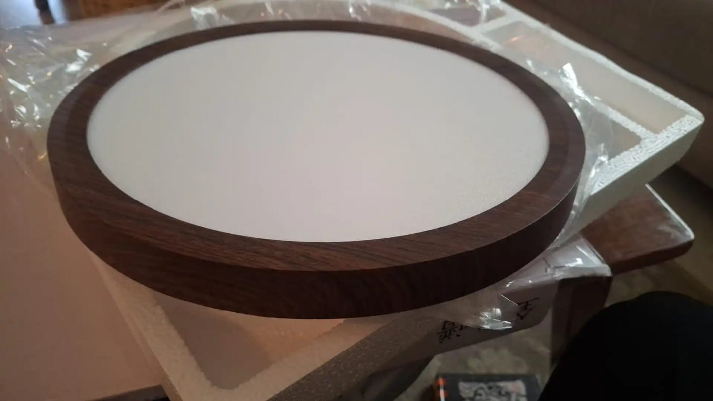 Customer photo review of Ceiling Light, Walnut Wood Grain, Ultra-Slim LED, 3000K Warm