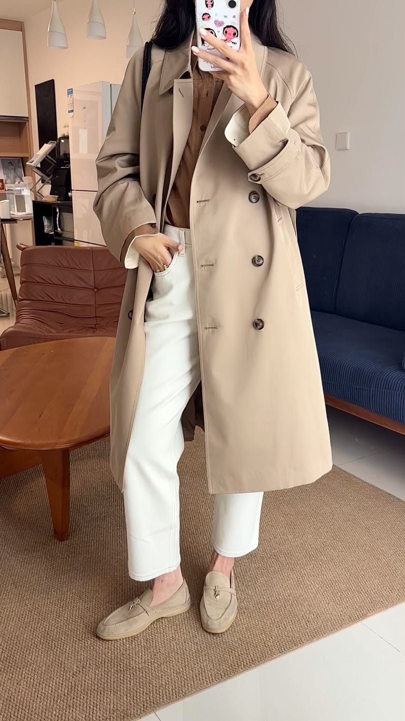 Customer photo review of LILY Belted Collared Trench Coat