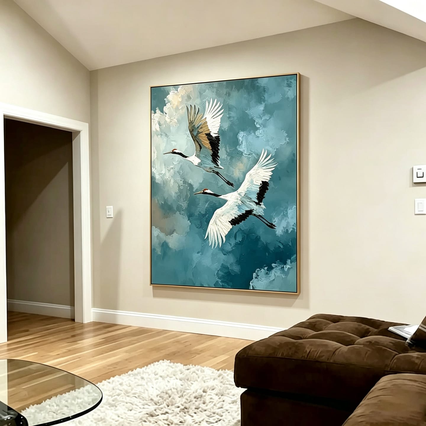 Customer photo review of Mistbound Cranes-Blue Bird Painting