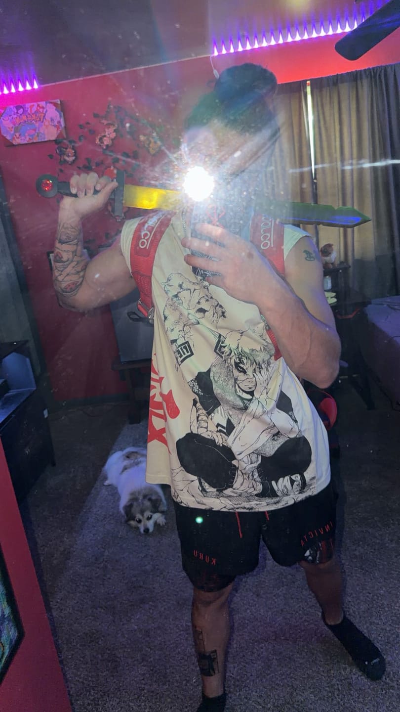 Customer photo review of Black Swordsman Performance Shorts