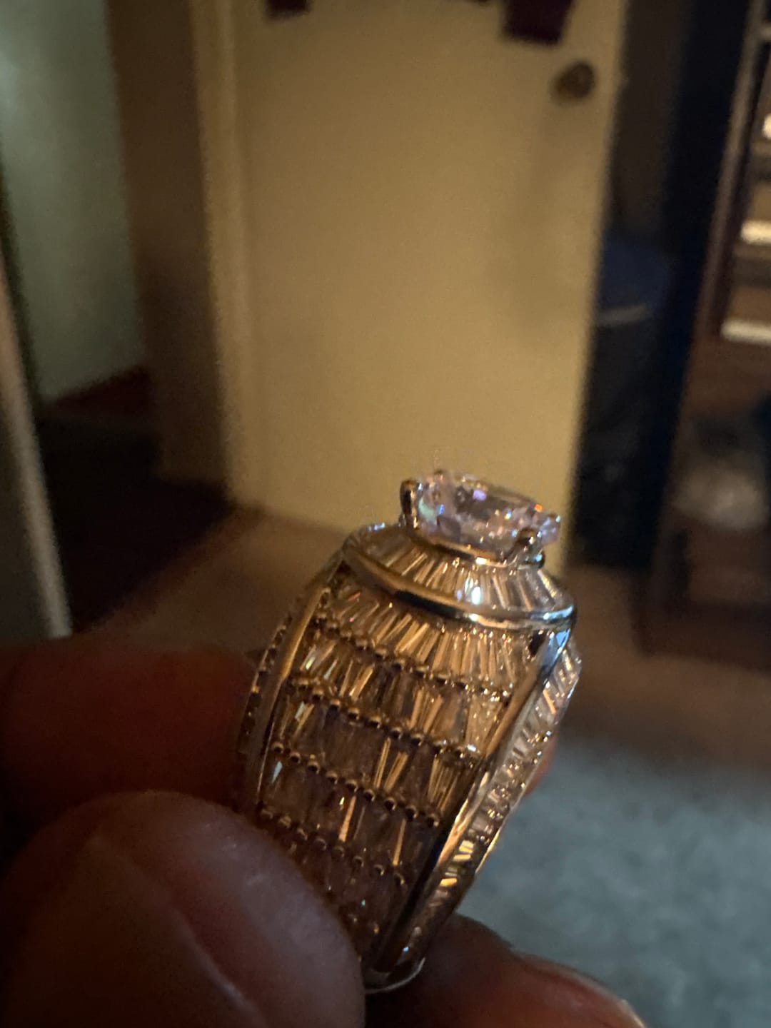Customer photo review of Baguette Round Cut Center Piece Ring