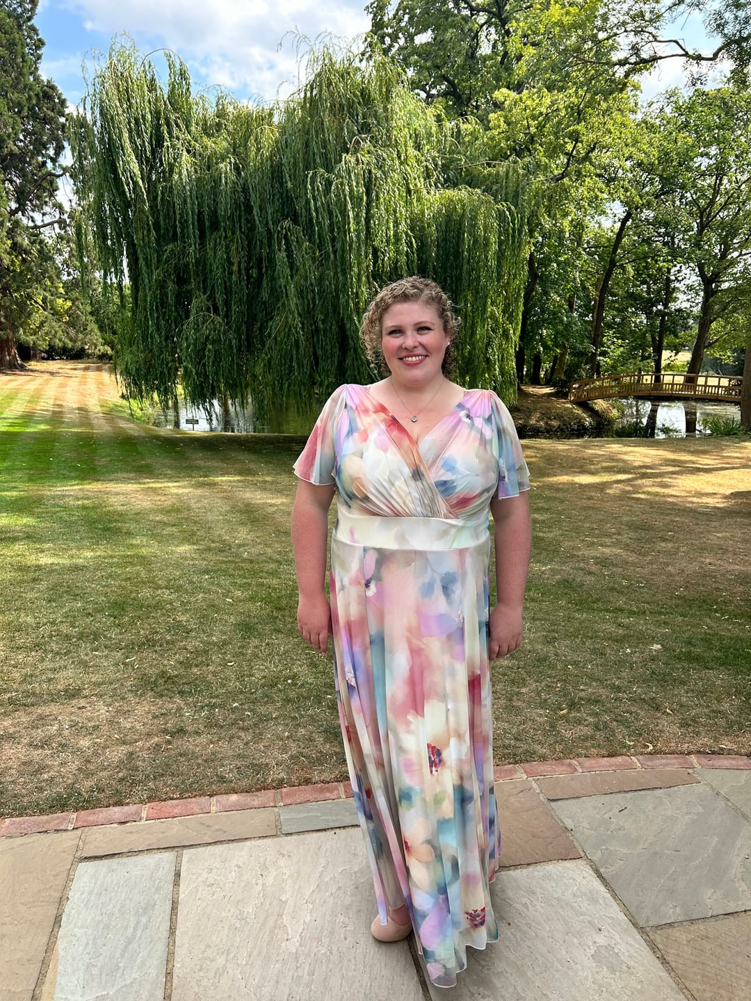 Customer photo review of Isabelle Pastiche Multi Float Sleeve Maxi Dress