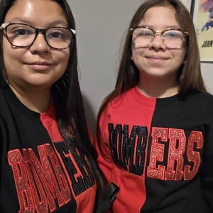 Customer photo review of Custom Glitter Embroidered Two Tone Sweatshirt | Gifts for Sports Mom