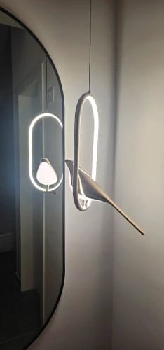 Customer photo review of Sculptural Oval Pendant Light With Warm LED Glow, Adjustable Drop