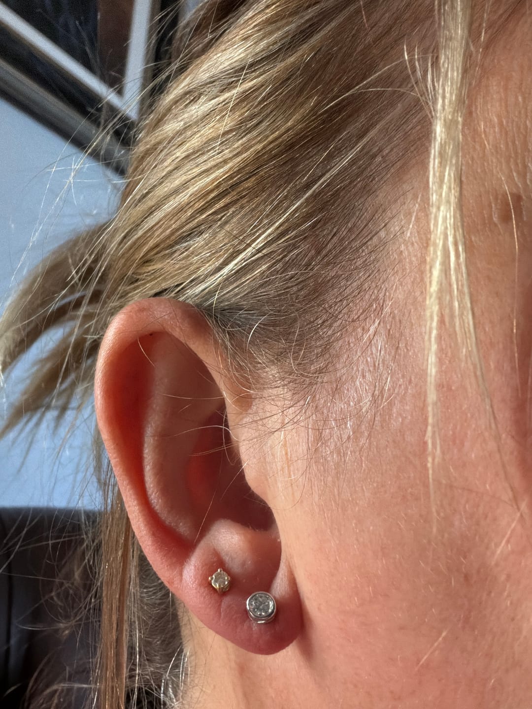 Customer photo review of Moissanite Solitaire Sleep Earrings