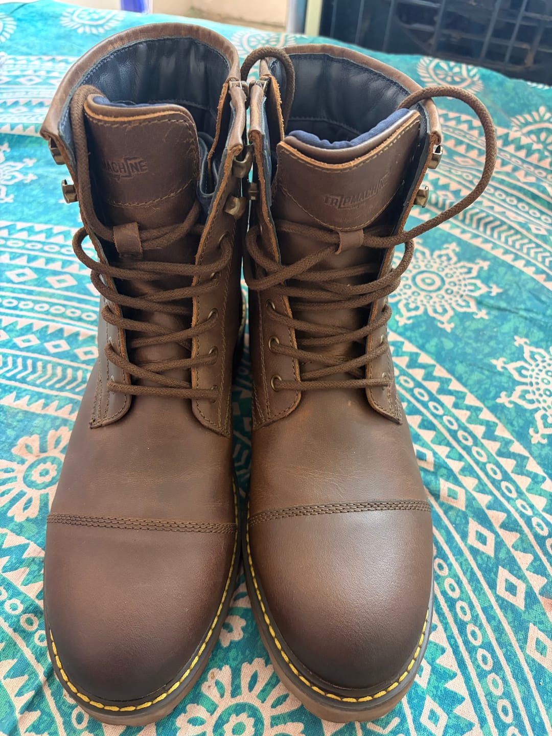 Customer photo review of boots brute mocha with slip on shoe protector