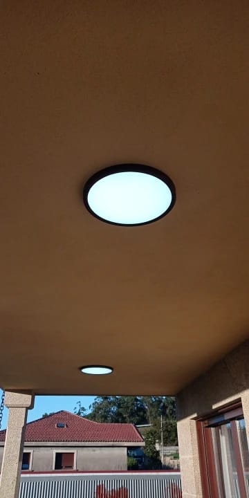 Customer photo review of Ceiling Light, Walnut Wood Grain, Ultra-Slim LED, 3000K Warm
