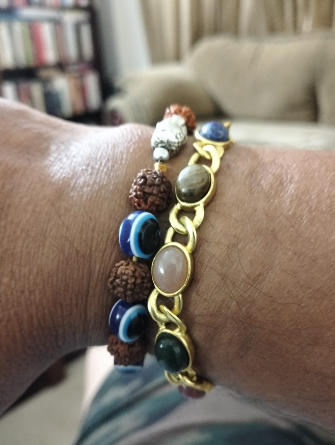 Customer photo review of 7 Gemstones Chakra Balancing Bracelet,  Silver Plated, For Men
