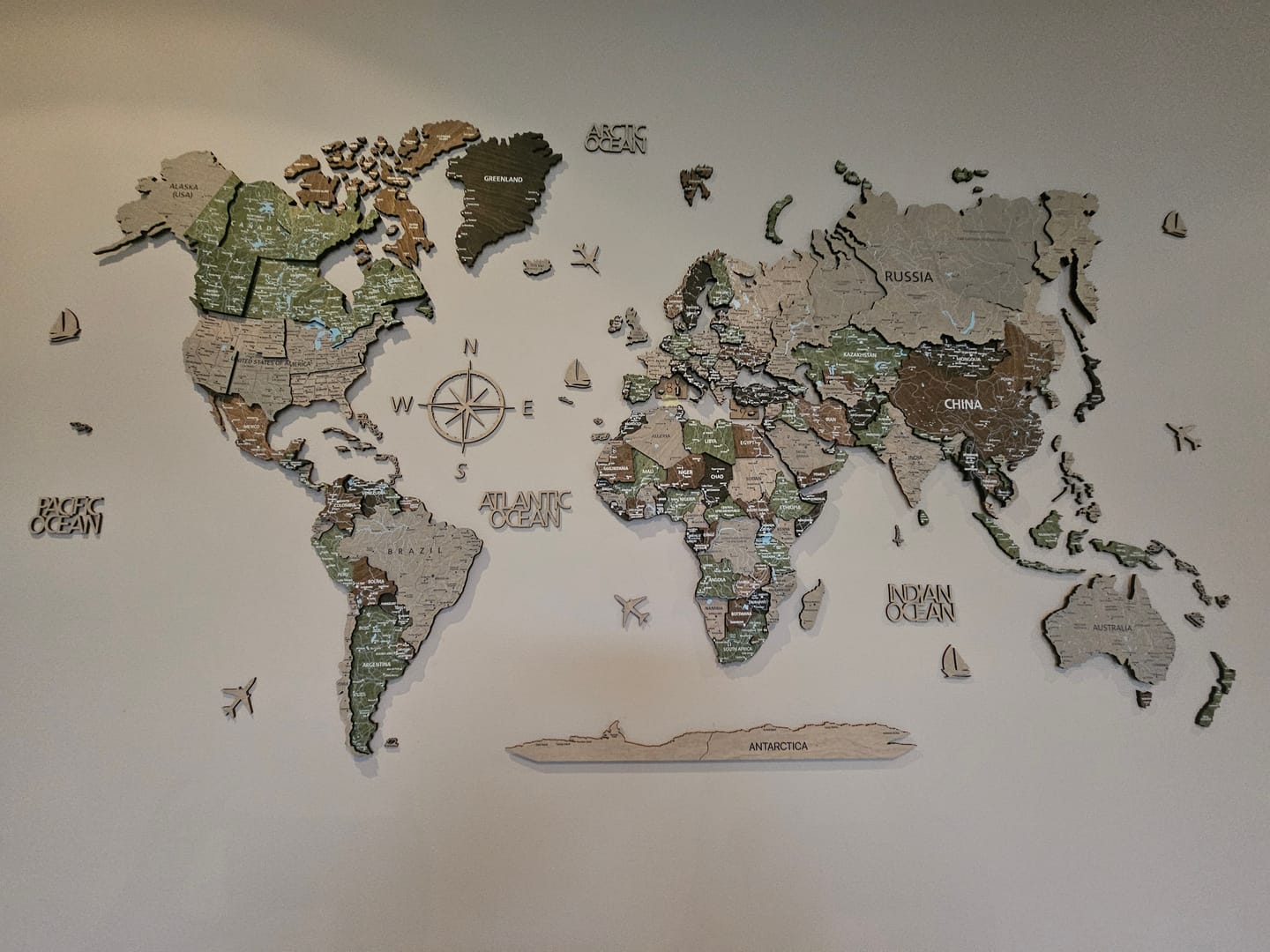 Customer photo review of 3D Wood World Map -Light Rustic