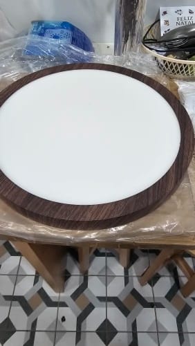 Customer photo review of Ceiling Light, Walnut Wood Grain, Ultra-Slim LED, 3000K Warm