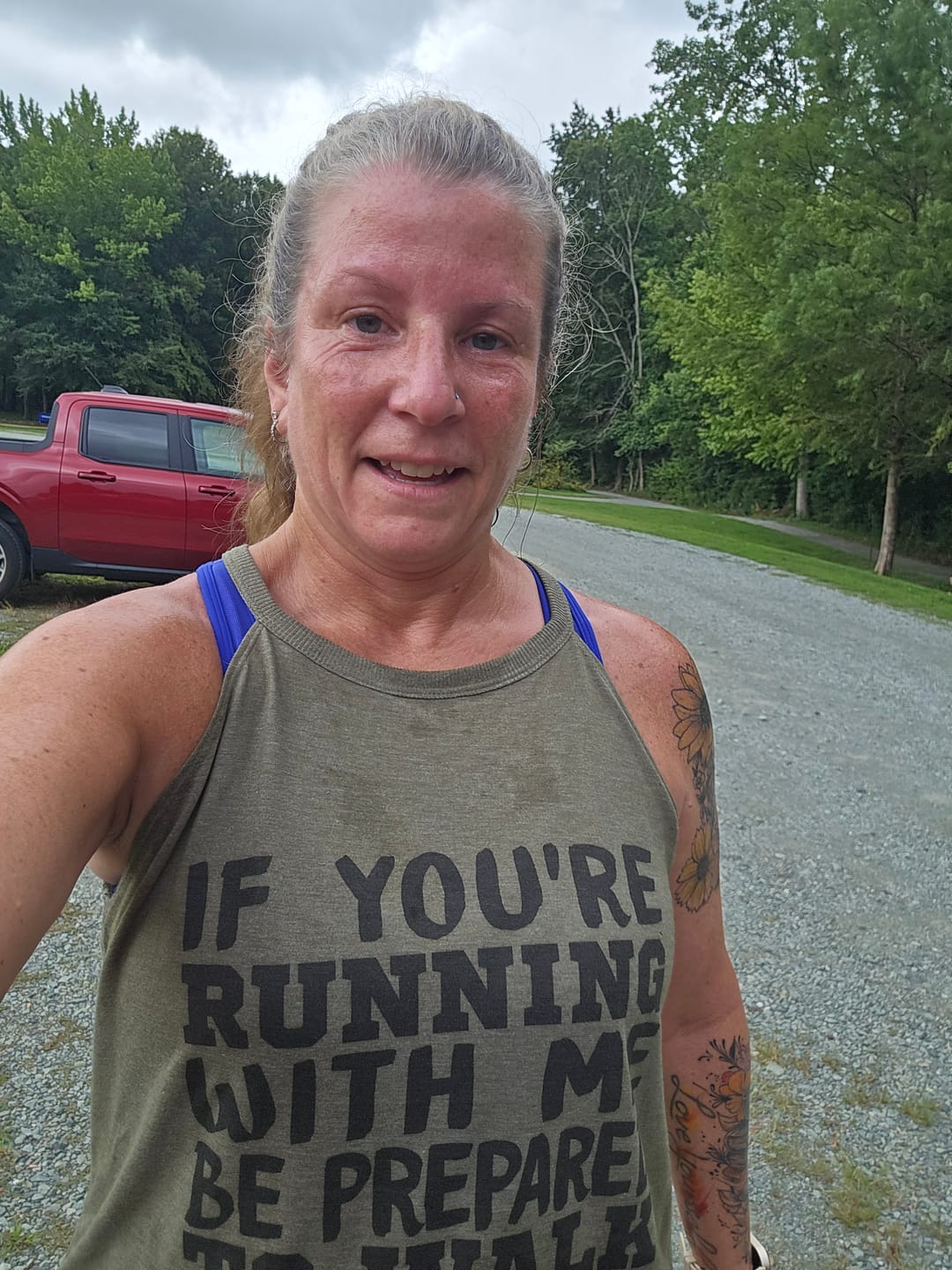 Customer photo review of If You're Running With Me Rocker Tank