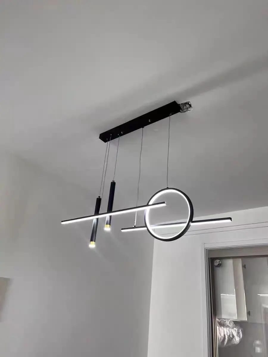Customer photo review of Geometric Pendant Light, Dimmable Black Metal With Golden Accents