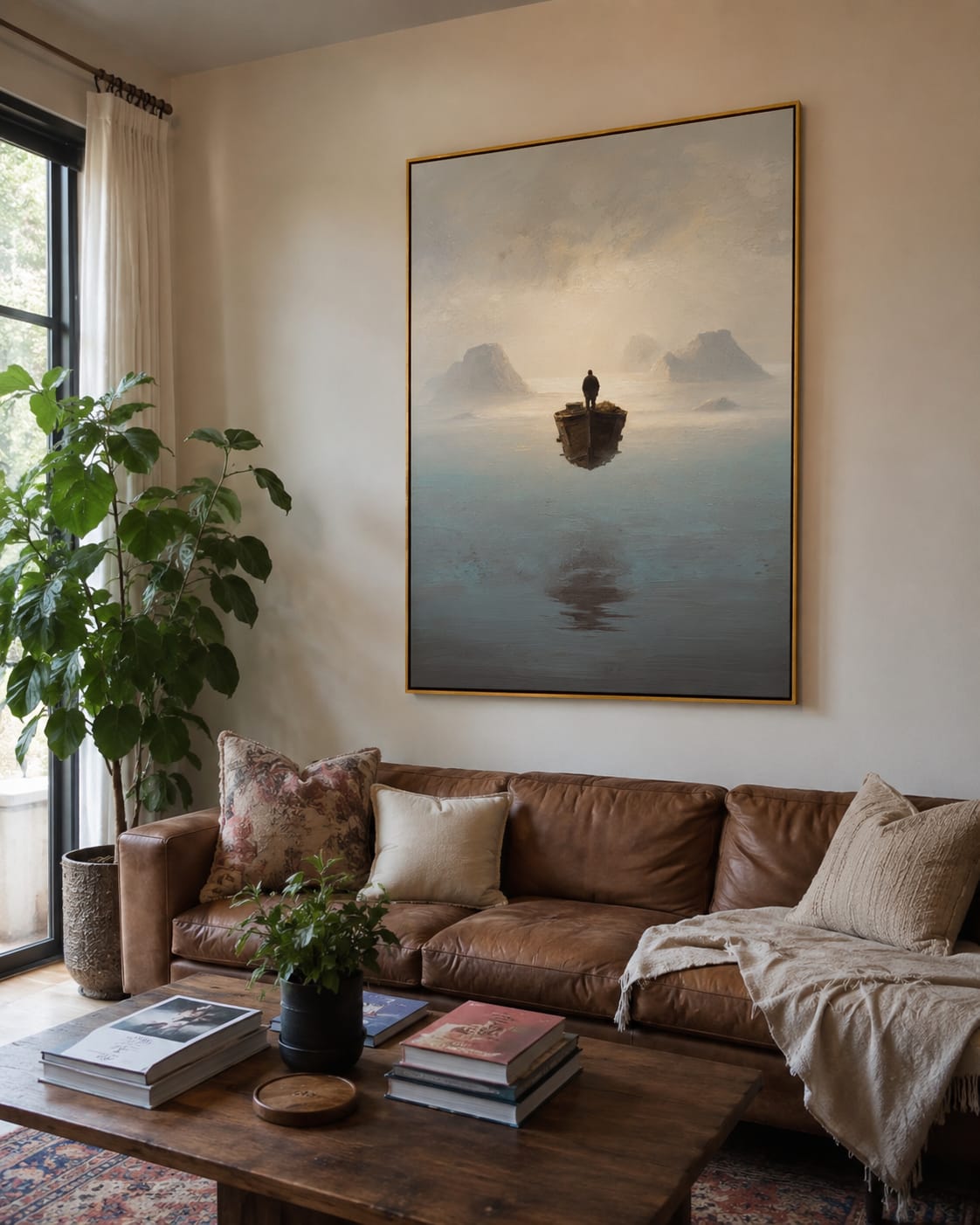 Customer photo review of Silent Voyage-Misty Boat Painting