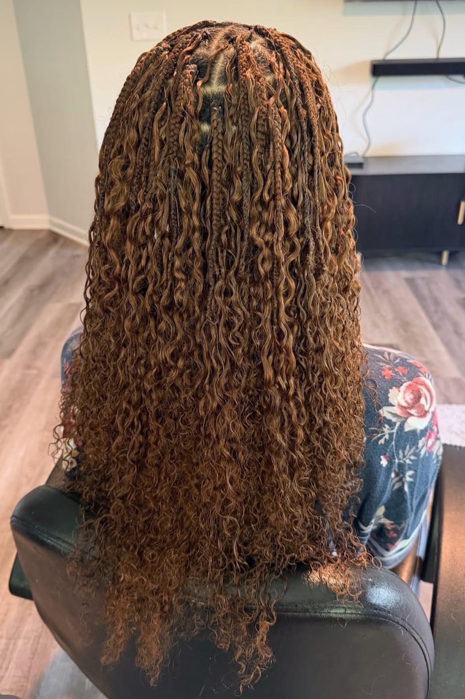 Customer photo review of Sensationnel Empire 100% Human Hair Feather Crochet Braids - BURMESE CURL 10/12/14/18"