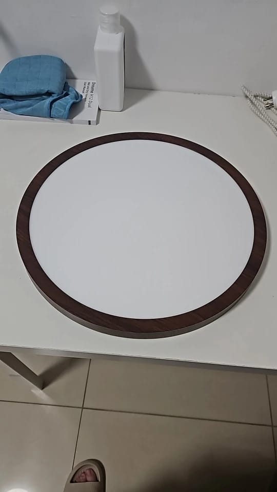 Customer photo review of Ceiling Light, Walnut Wood Grain, Ultra-Slim LED, 3000K Warm