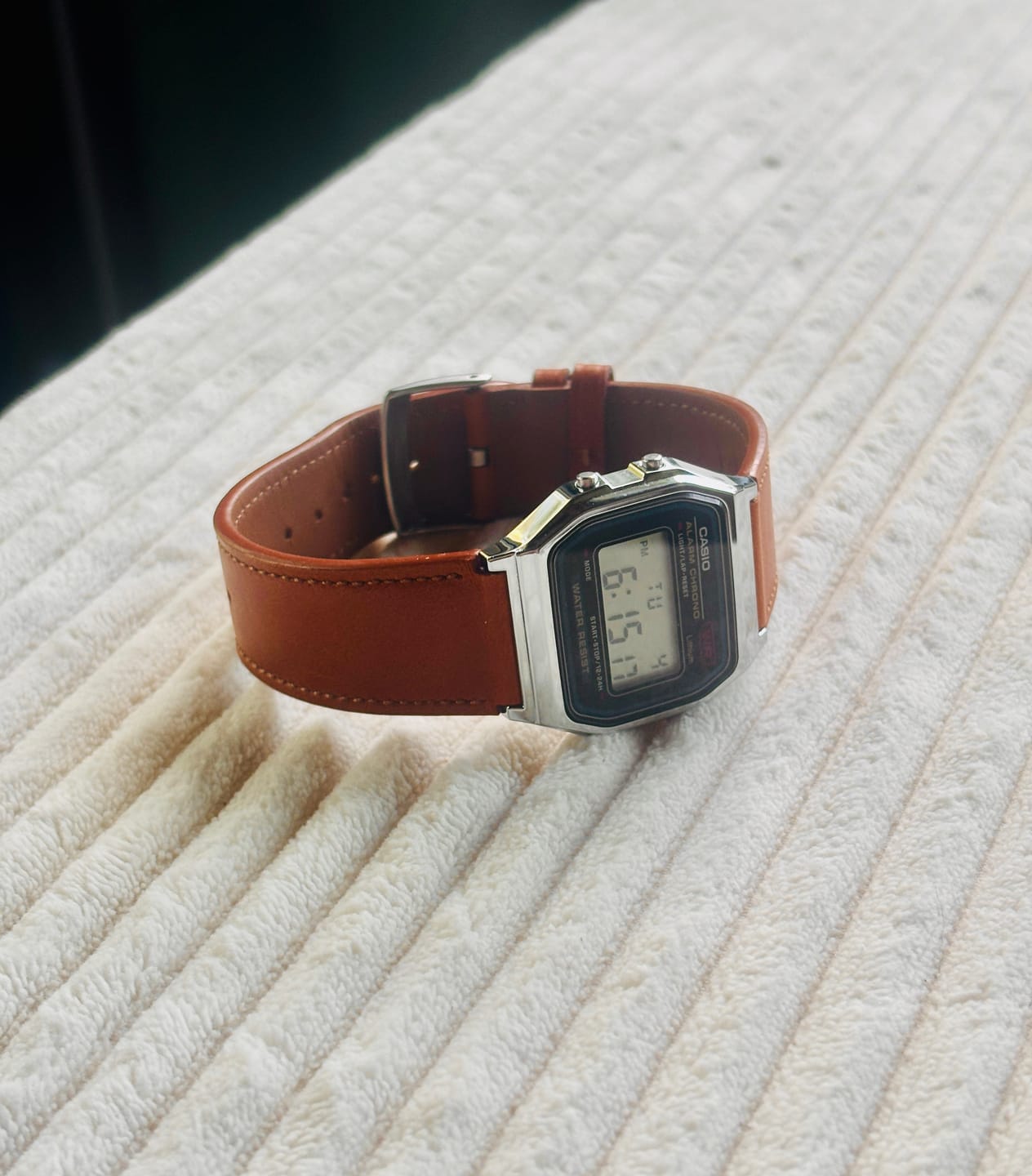 Customer photo review of Vintage Leather strap for Casio F-91W, A158 | 20-18mm