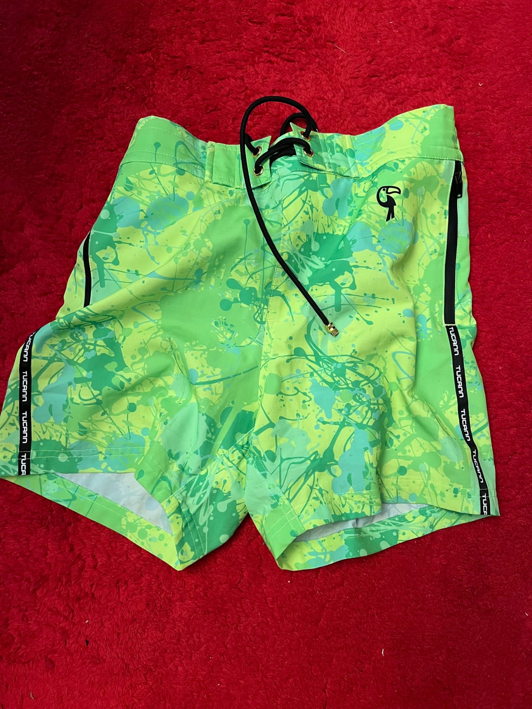 Customer photo review of Splatter Swim Shorts Green - 5"