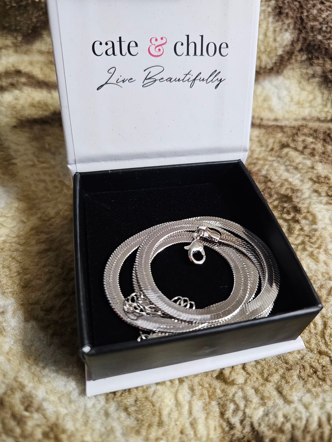 Customer photo review of Delayne 18k White Gold Plated Stacking Necklace Chain