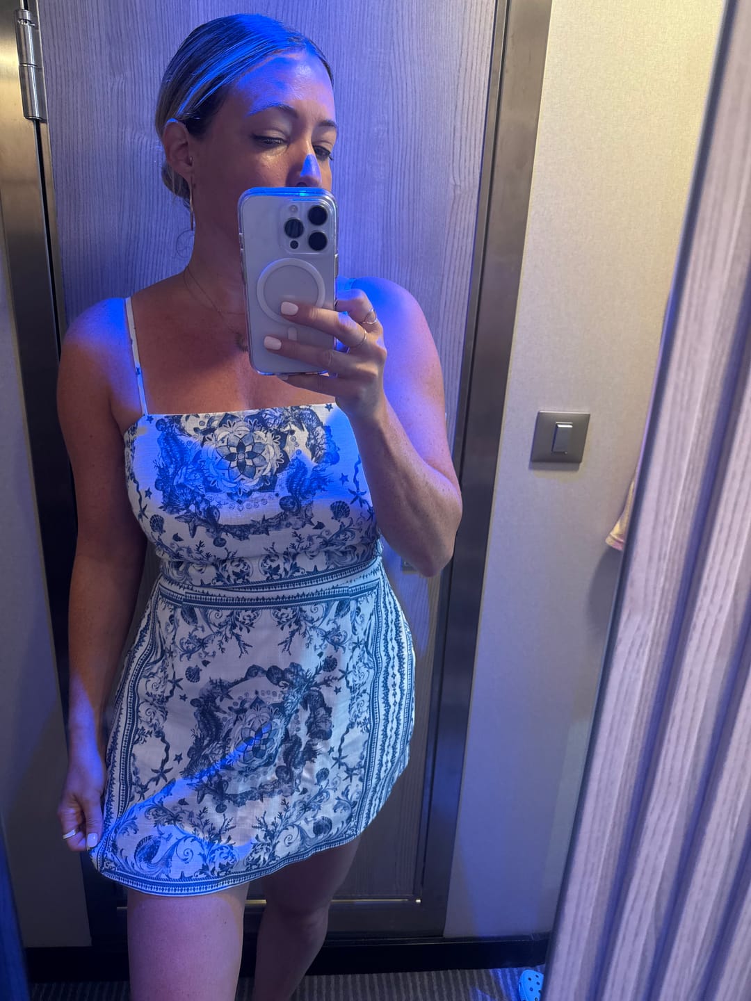 Customer photo review of The Lucia Floral Medallion Mini Dress