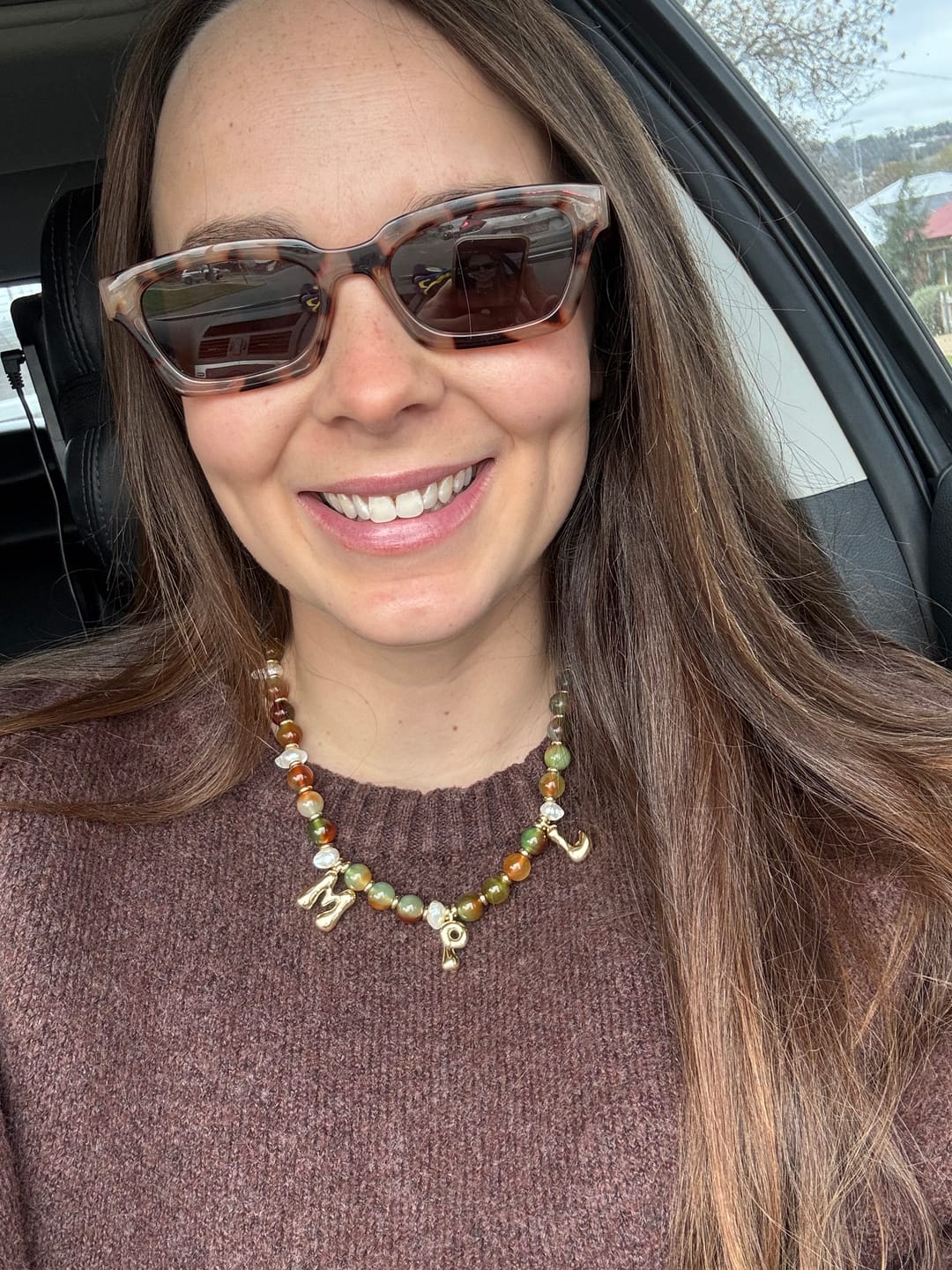 Customer photo review of Hali Initial Necklace