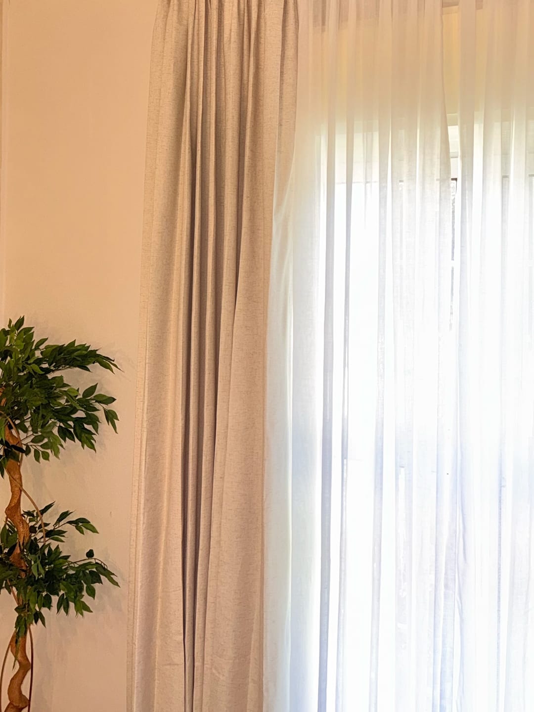 Customer photo review of Yarn Linen Look Sheer Custom Curtain