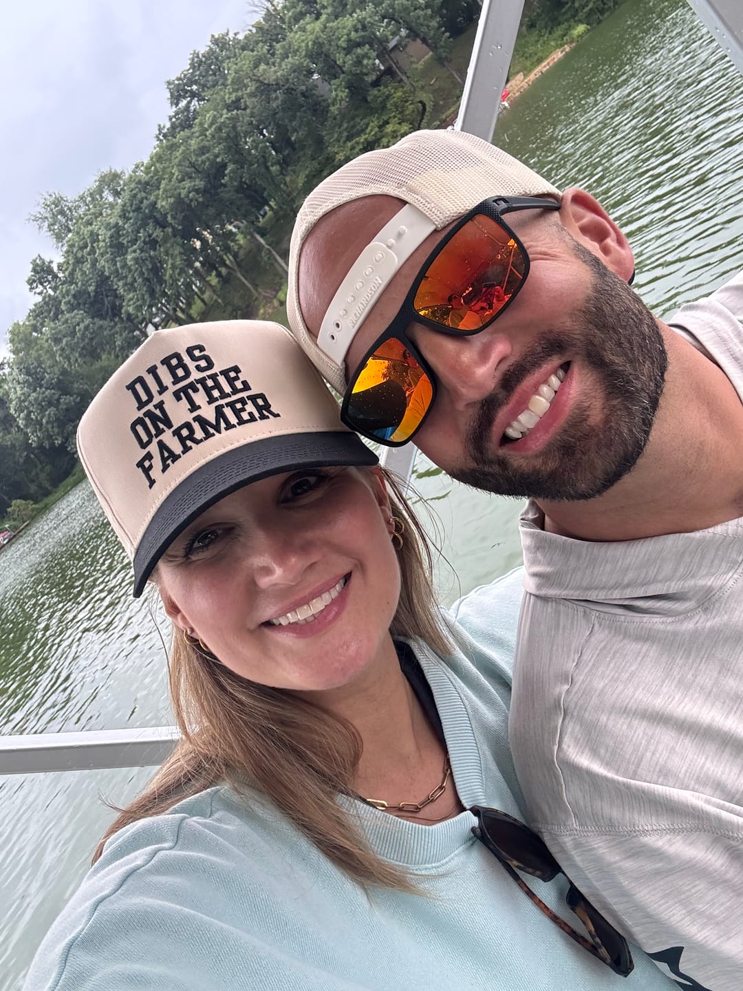 Customer photo review of Dibs on the Farmer' Embroidered Trucker Hat