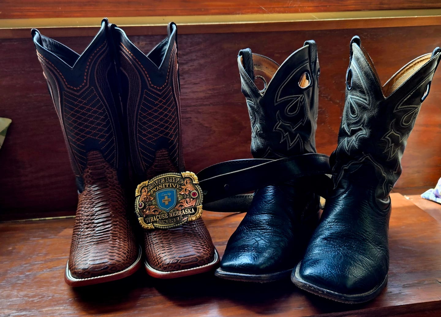 Customer photo review of Cognac Python Leather Boots -Square Toe