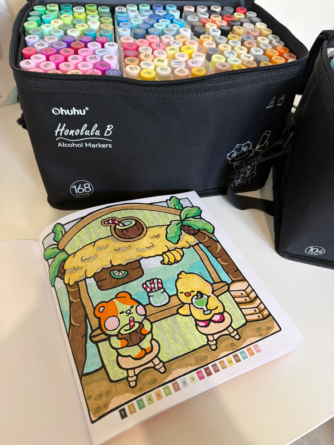 Customer photo review of Ohuhu Honolulu 168 Colors Dual Tips Alcohol Art Markers (New Color Codes)
