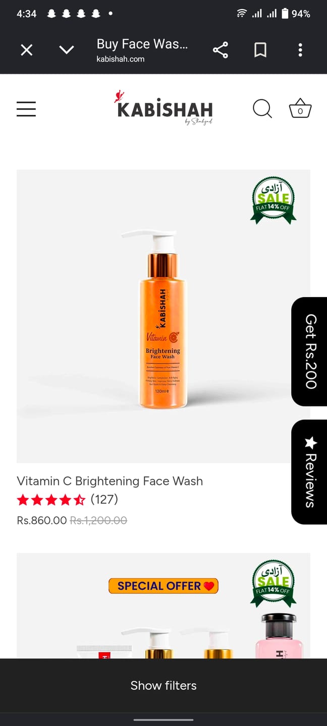 Customer photo review of Vitamin C Brightening Face Wash Double Pack