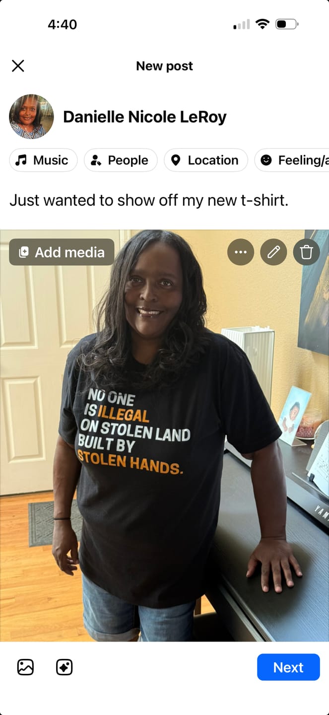Customer photo review of Stolen Land  Premium Unisex T-Shirt