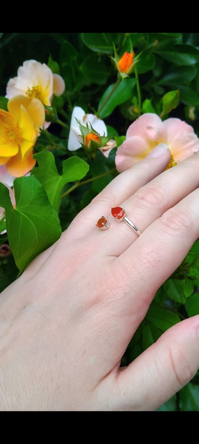 Customer photo review of Teardrop carnelian silver double ring
