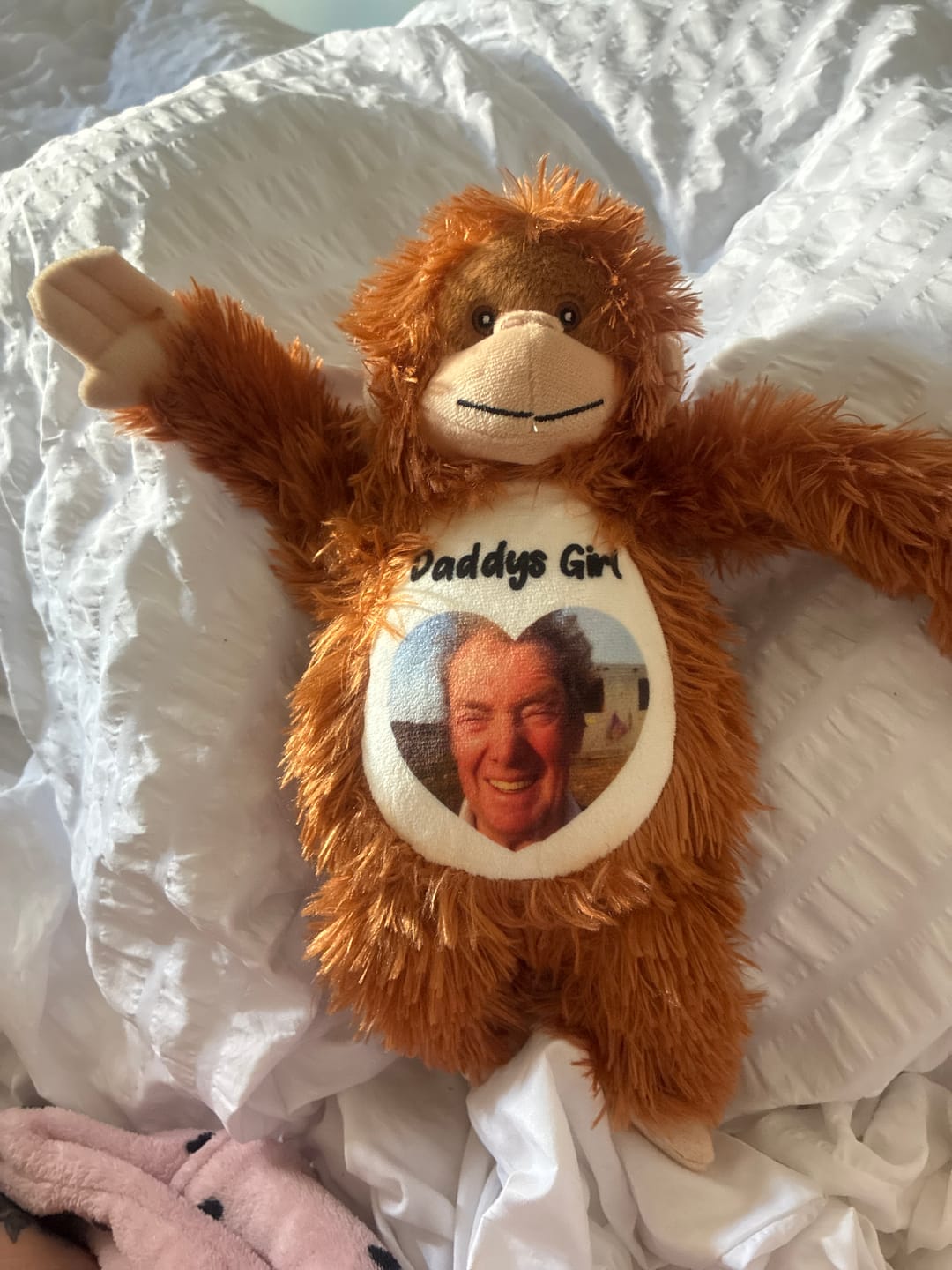 Customer photo review of A Cuddle from Heaven Personalised Photo Teddy Bear