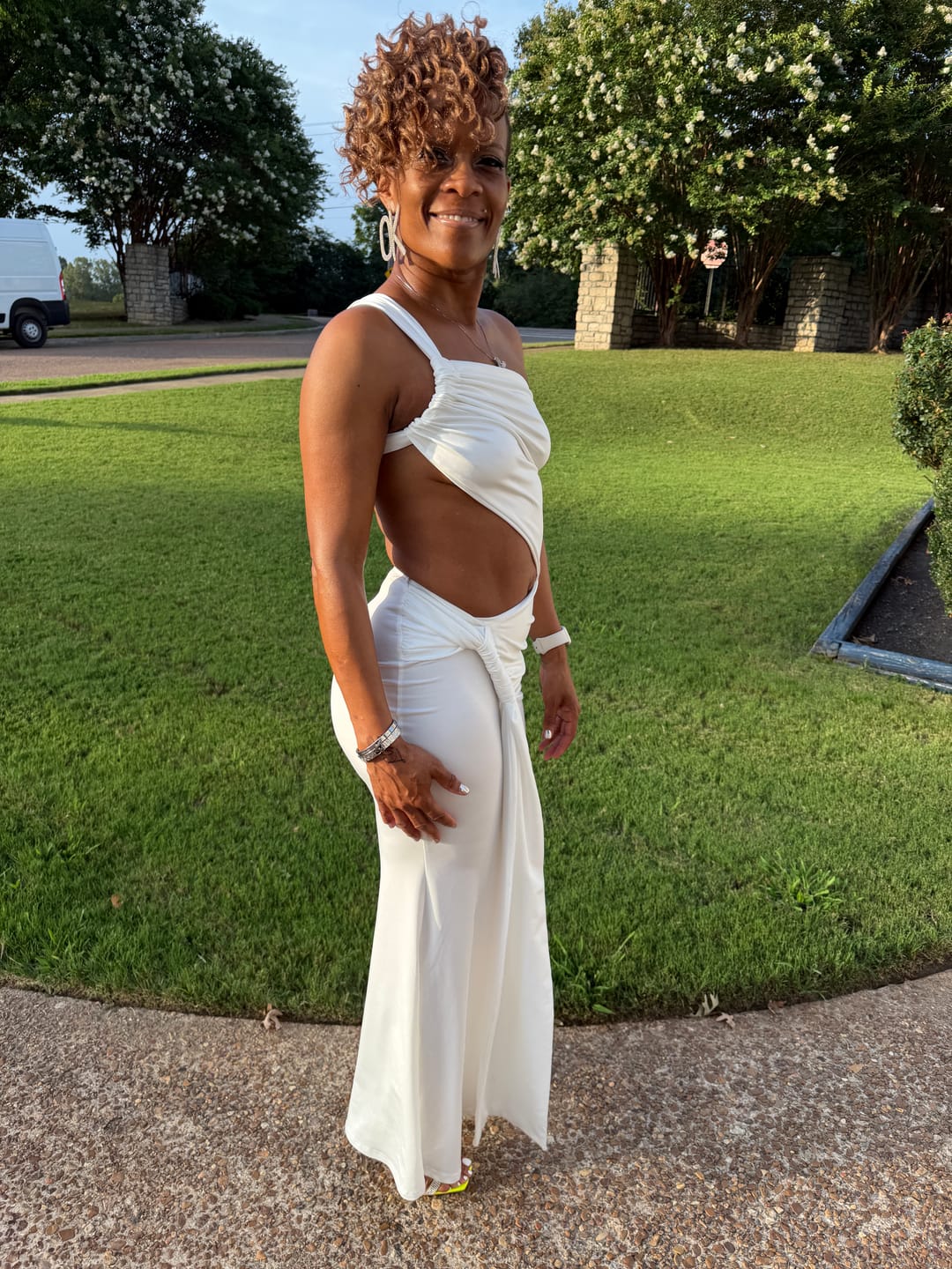 Customer photo review of Miranel One-Shoulder Cut-Out Maxi Dress