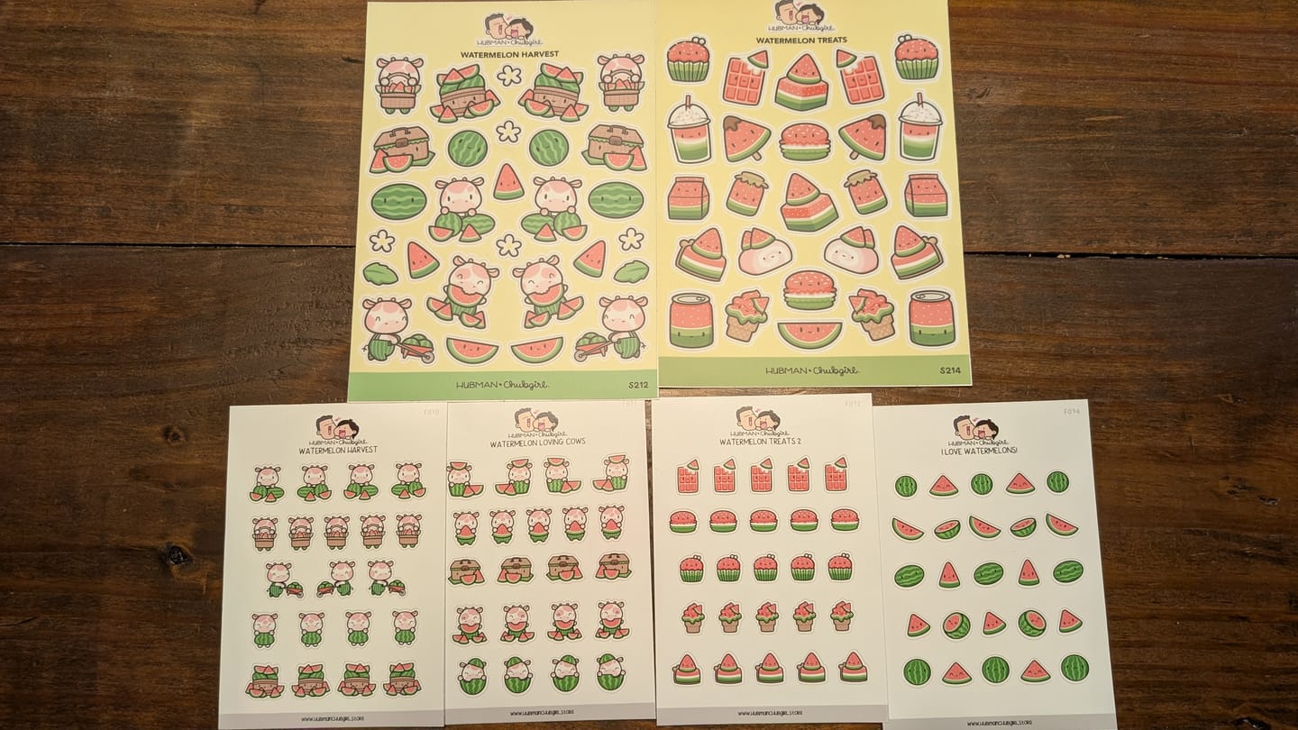 Customer photo review of Watermelon Harvest Sticker Sheet