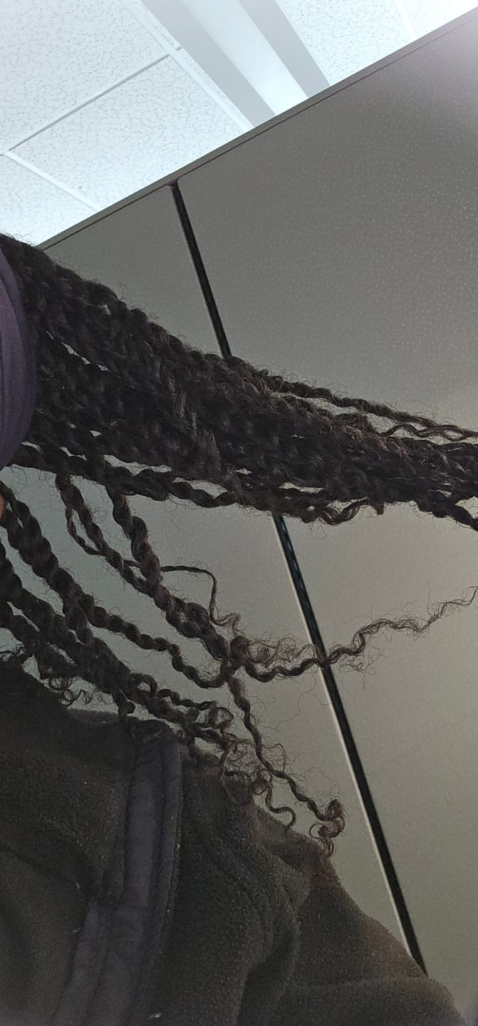 Customer photo review of Upgraded Natural Color Afro Kinky Bulk Human Hair (50g per pack)