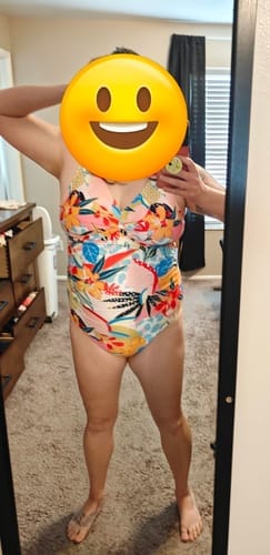Customer photo review of Emoswim - Women Tummy Control One Piece Swimsuit - Push Up Bathing Suit Full Coverage Slimming Swimwear