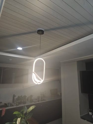 Customer photo review of Sculptural Oval Pendant Light With Warm LED Glow, Adjustable Drop