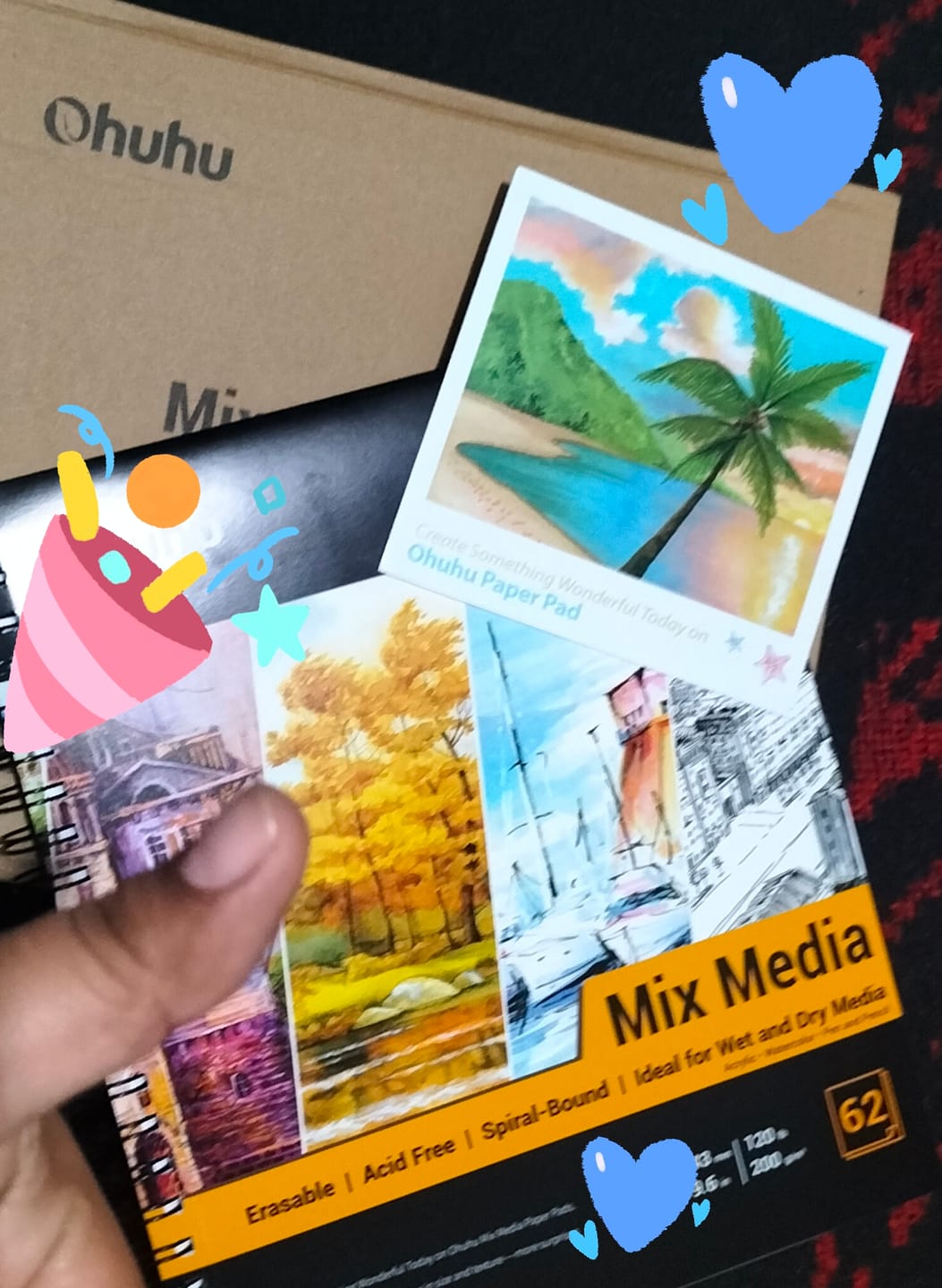 Customer photo review of Ohuhu Spiral-Bound Mix Media Pad for Multiple Techniques