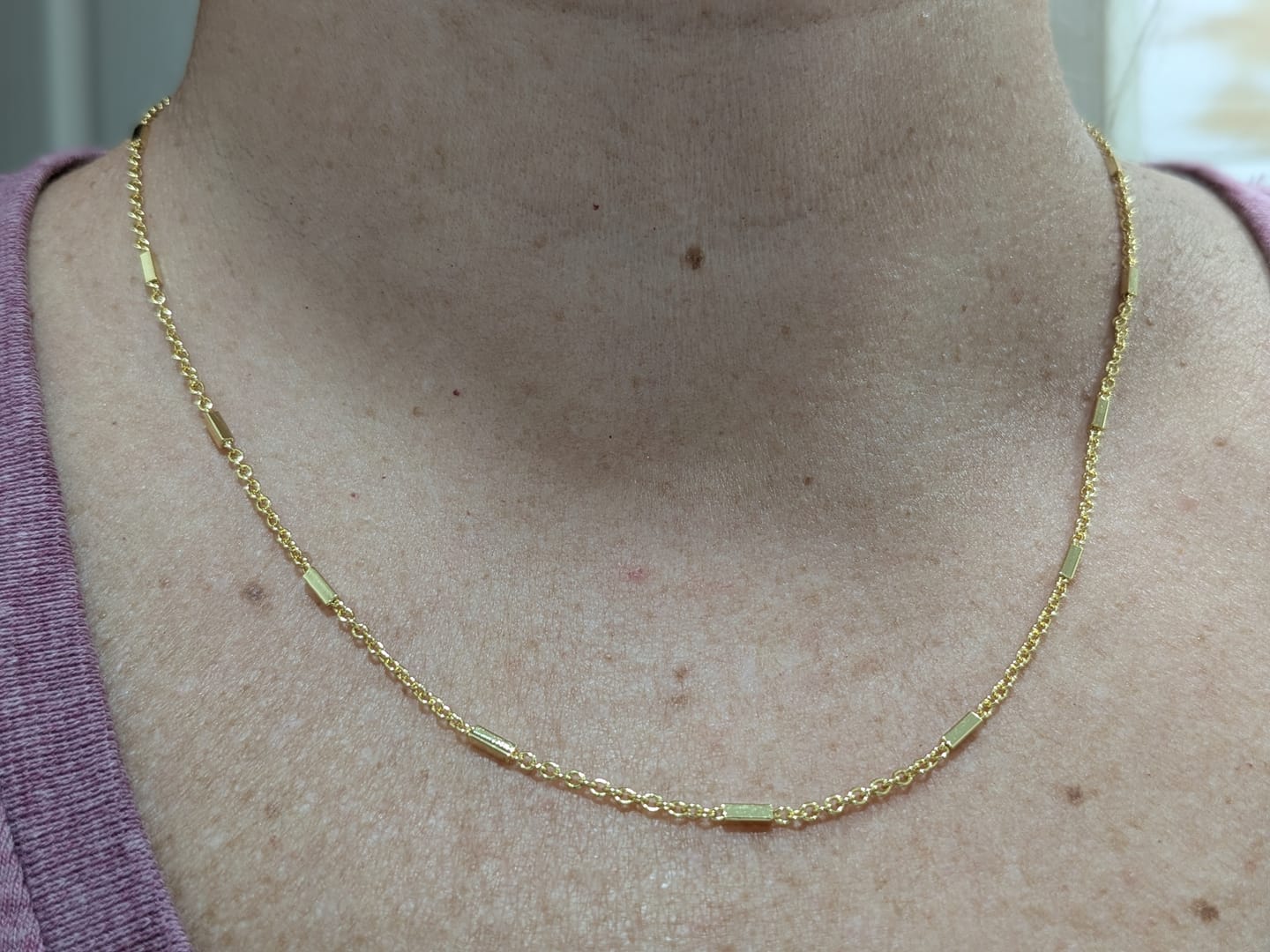 Customer photo review of Cassidy 18k White Gold Plated Stacking Necklace Chain