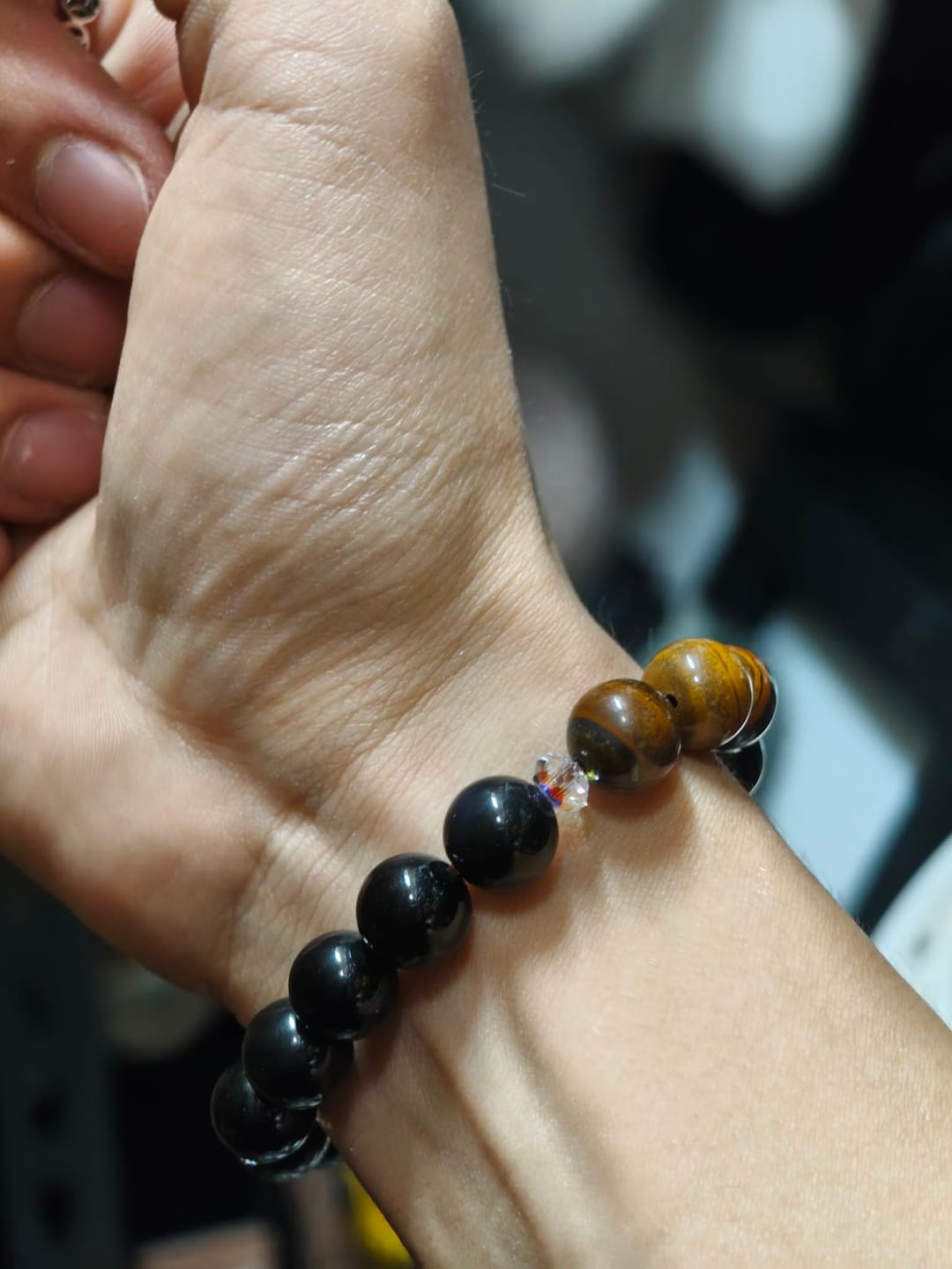 Customer photo review of Swarovski Crystal w/ Tigers Eye and Black Obsidian for Healing, Protection and Luck