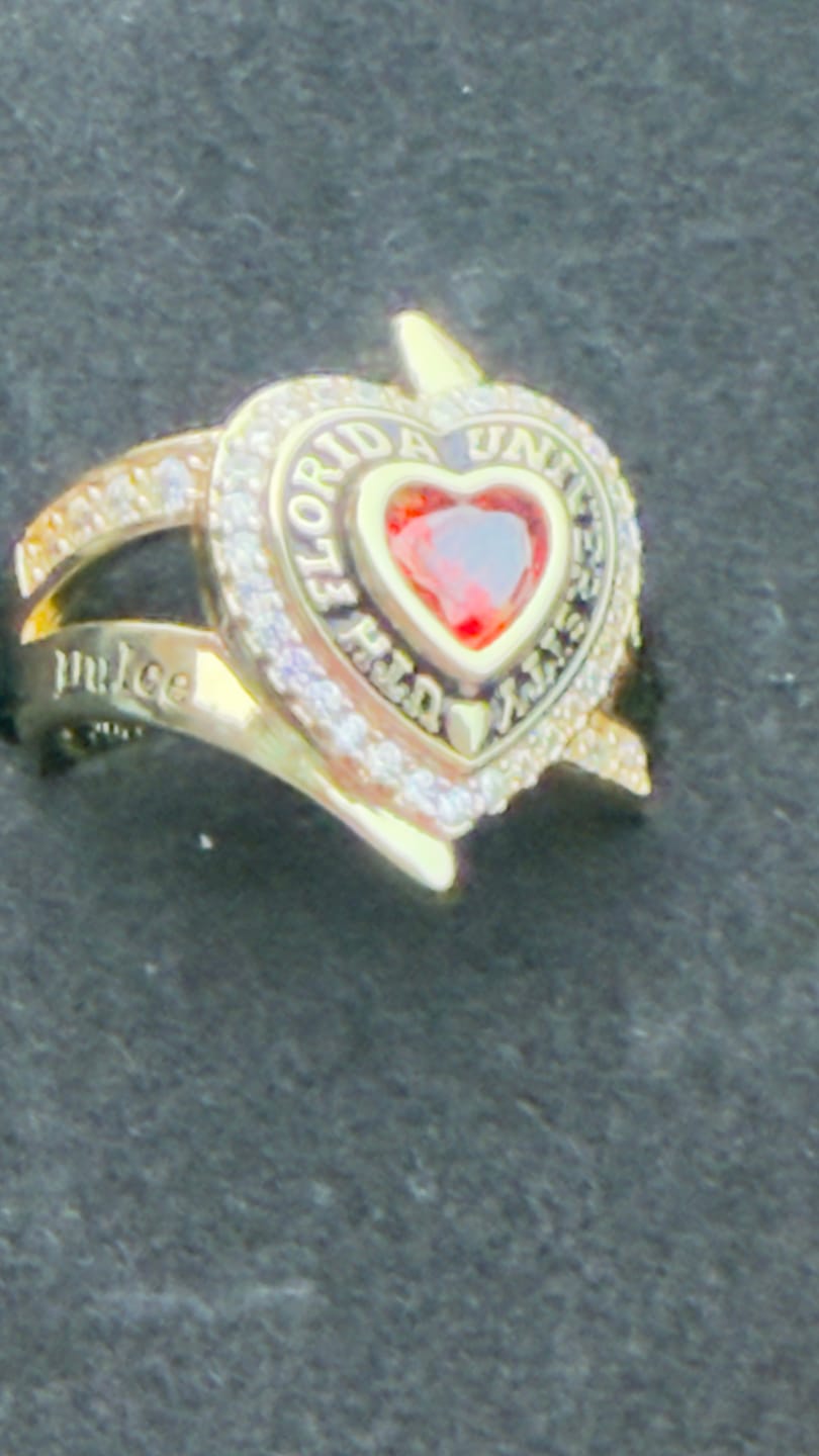Customer photo review of Personalized Engraved Heart Birthstone Graduation Ring Gift for Graduates
