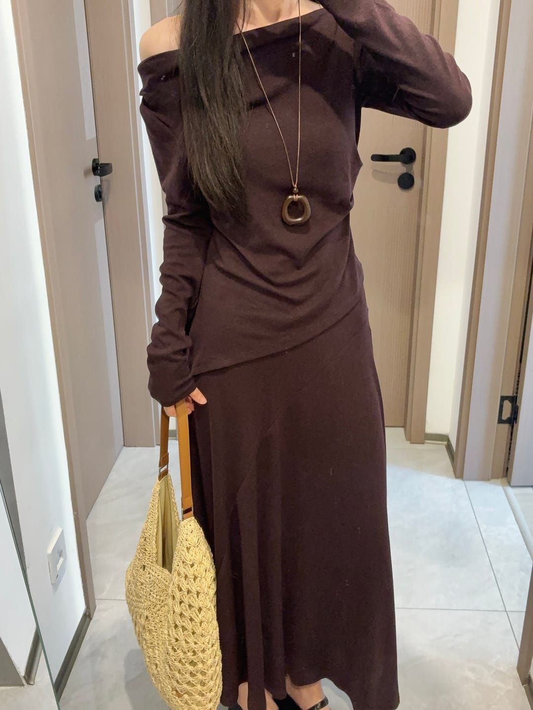 Customer photo review of LILY Draped Neck Ruched Tee