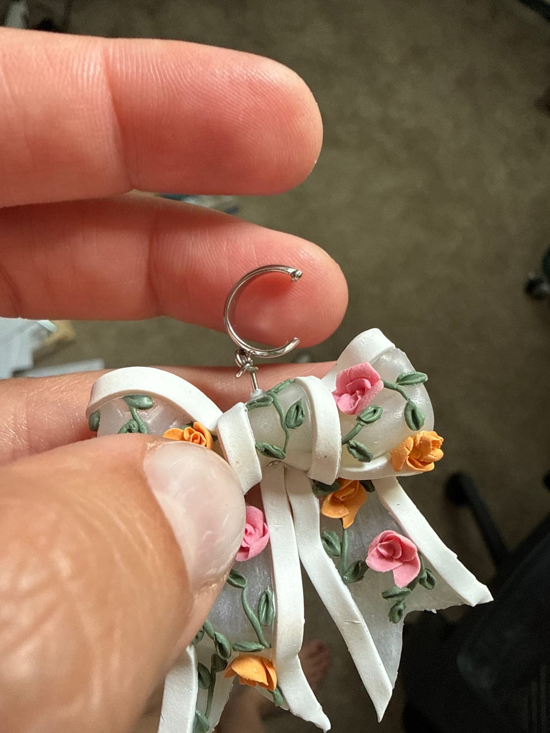 Customer photo review of Silver C Earring Stud - 18K Real White Gold Plating C Earring Post - 316 Surgical Stainless Steel - 12.59x8.43x2.82mm - RGP2921S