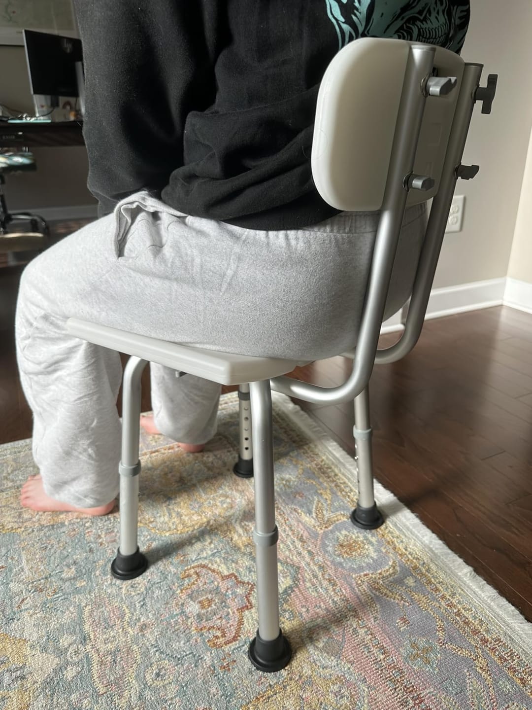 Customer photo review of Adjustable Shower Chair with Backrest