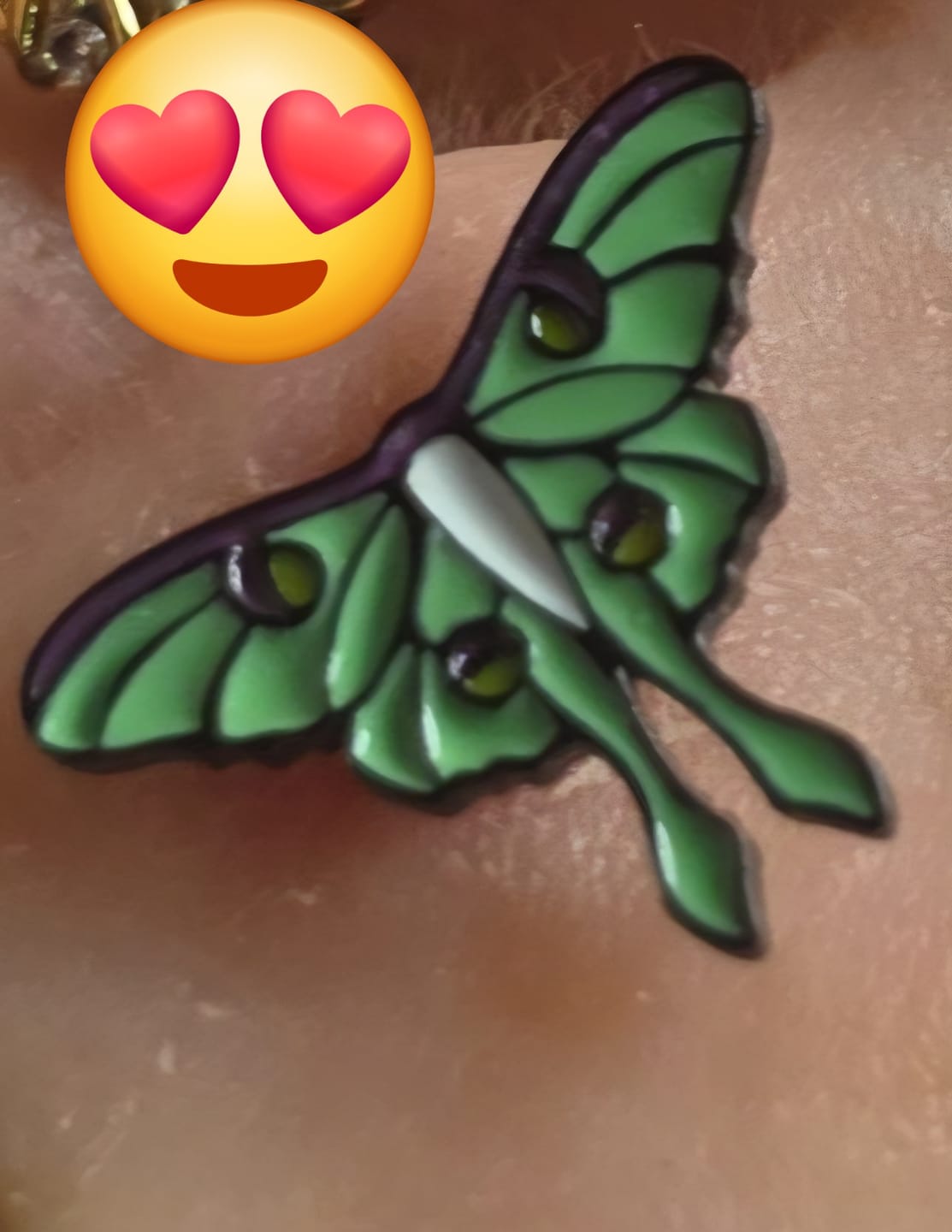 Customer photo review of Luna Moth Nose Stud + Earring
