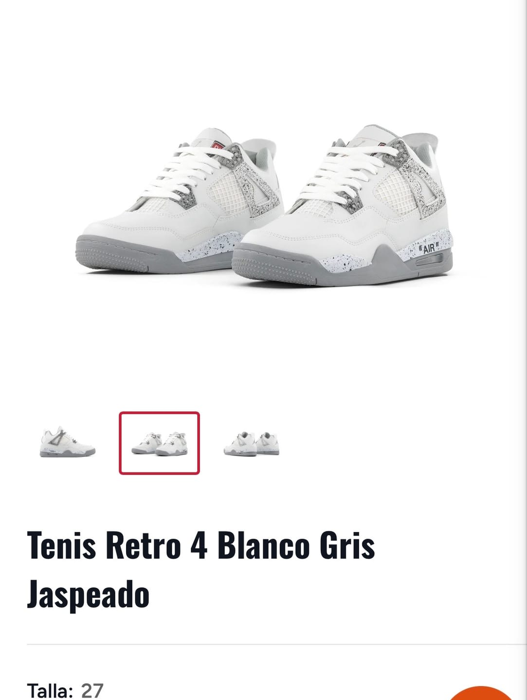 Customer photo review of Tenis Retro 4 Blanco Gris Jaspeado