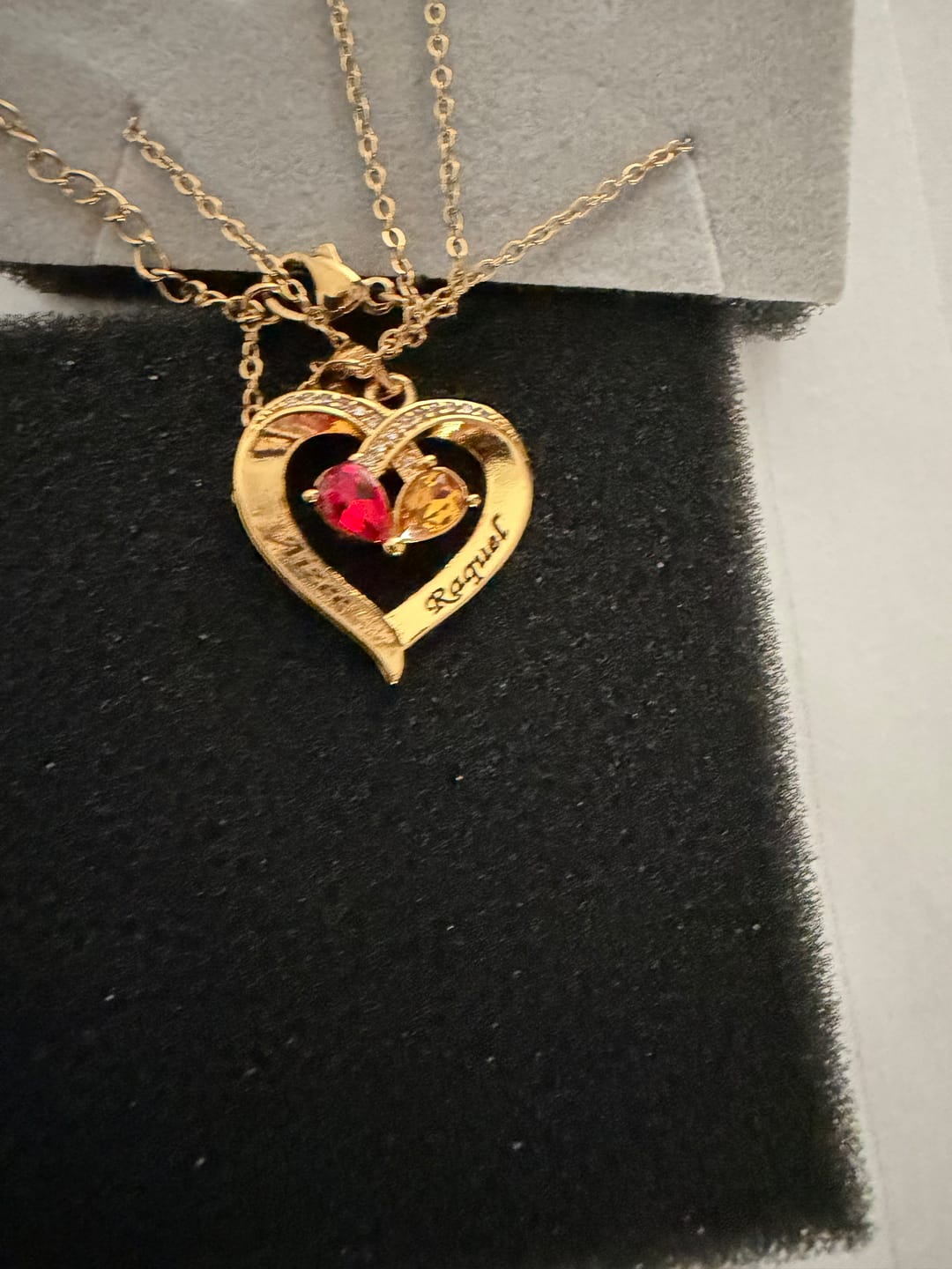 Customer photo review of Forever Love Birthstone & Diamond Heart Pendant Necklace