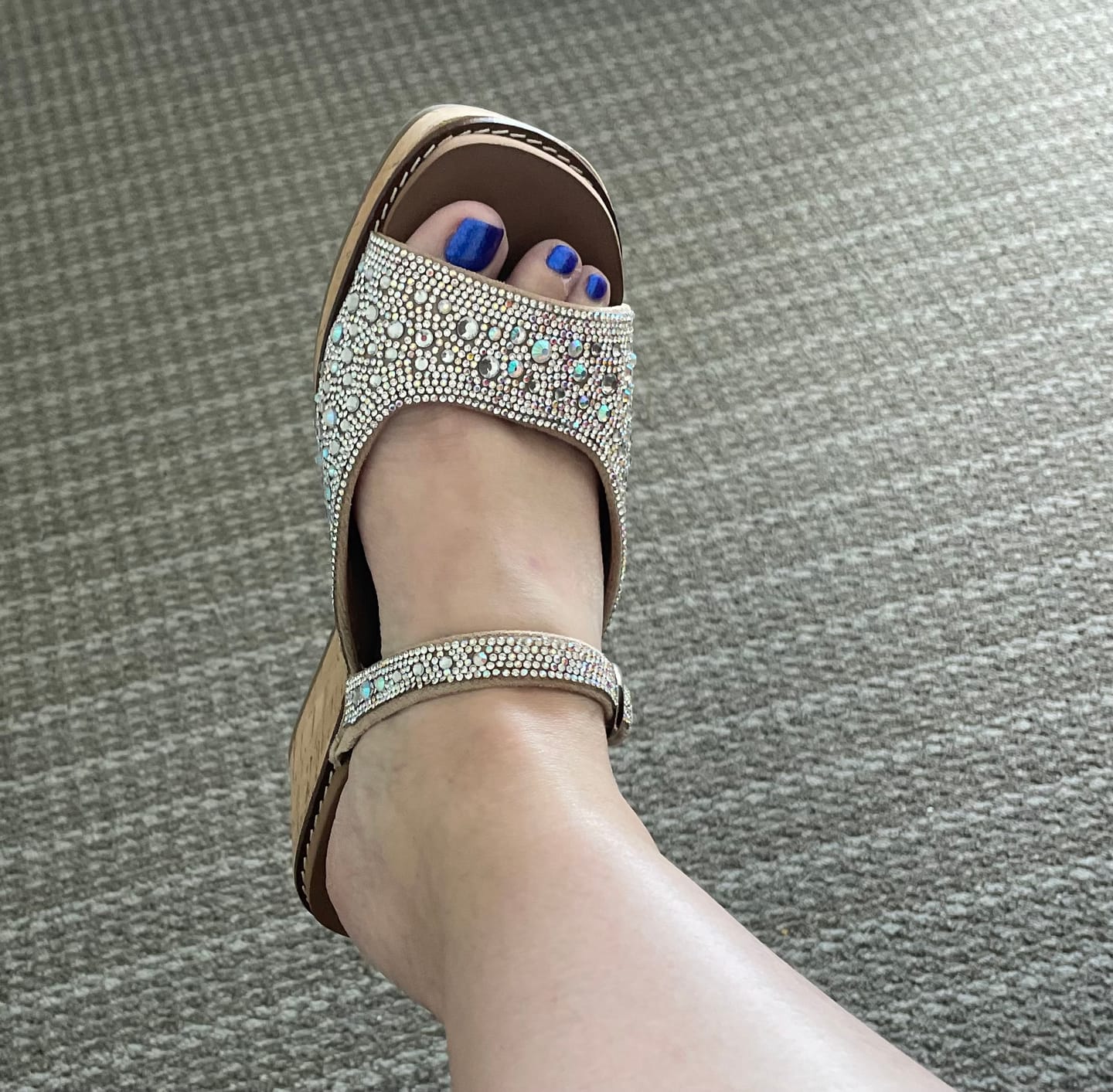 Customer photo review of Corky's Rhinestone Treat Yourself Wedges